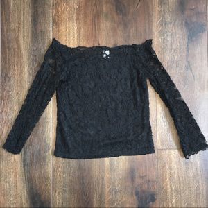 H&M over the shoulder black lace top
